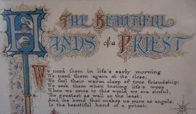 TWO DIFFERENT VERSIONS: THE BEAUTIFUL HANDS OF A PRIEST VINTAGE FRAMED ...