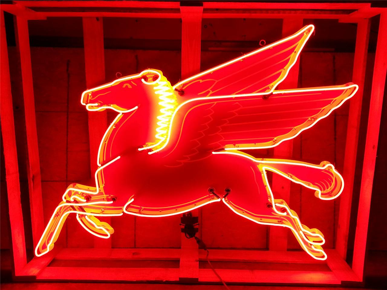 MOBIL GASOLINE OIL PEGASUS HORSE Neon Sign 4 feet x 5 1/2 feet eBay