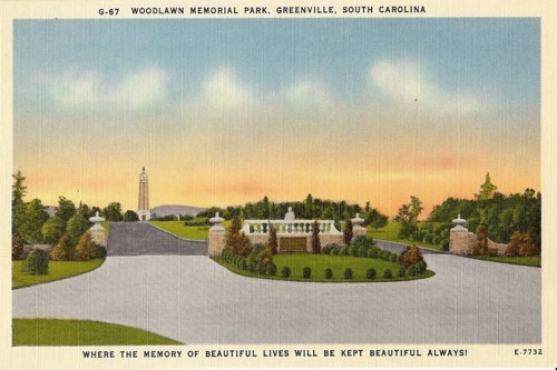 Vintage Postcard Woodlawn Memorial Park, Greenville, SC | eBay