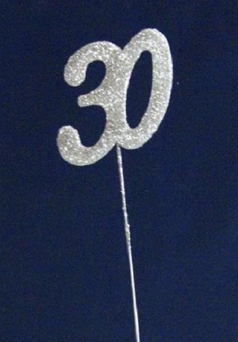 SILVER GLITTER NUMBERS ON WIRE CAKE DECORATIONS NEW