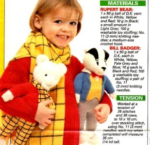ALAN DART ~ RUPERT THE BEAR & BILL BADGER TOY DOLL Knitting Pattern eBay