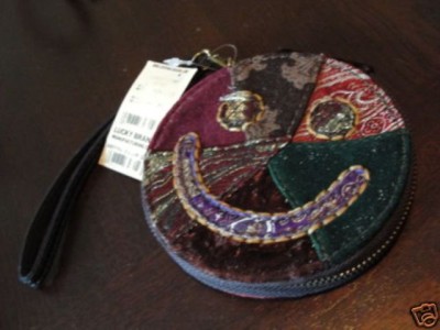 NWT LUCKY BRAND SMILEY FACE SUEDE WRISTLET BAG
