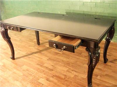 Thomasville Furniture Rubbed Black Home Office Leg Desk