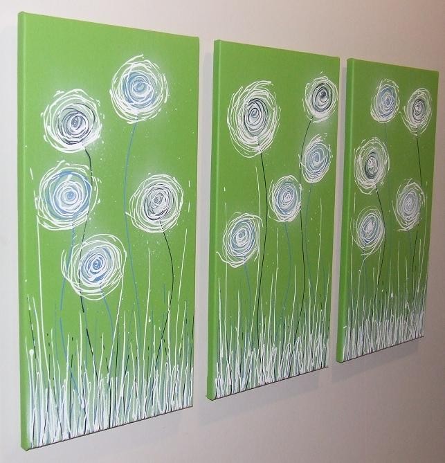 LIME GREEN BLUE WHITE ABSTRACT PAINTING by *STEPHANIE* eBay