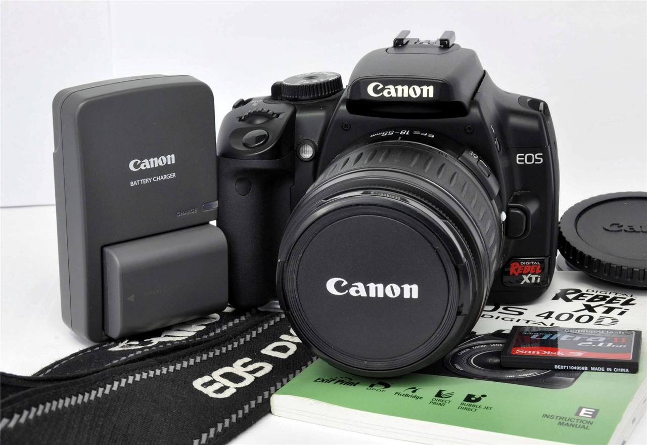 Canon EOS Digital Rebel XTi 400D Black 10.1MP DSLR Camera Kit w/1855mm