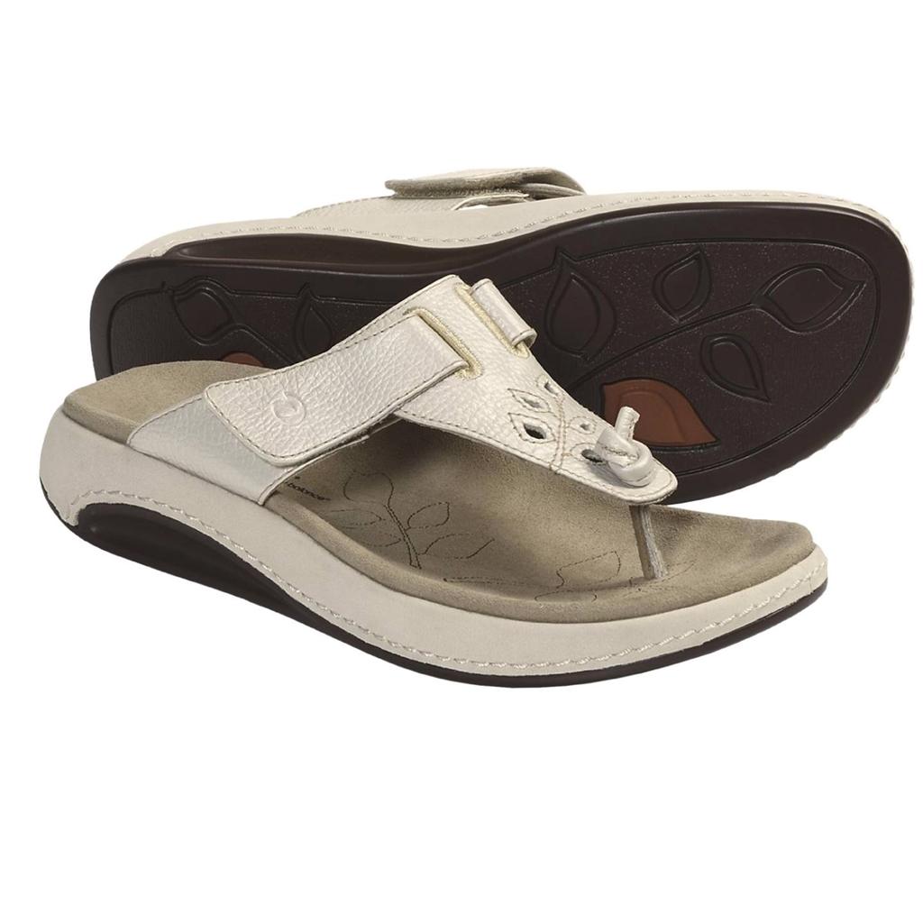 Aravon ROBIN Thong Leather Sandals StridarcRocker Sole~Adjustable~5,6~Blk Brn Rd | eBay