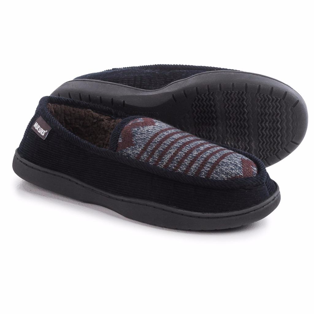 Mens Muk Luks Henry Slippers Cotton corduroy upper w/ fauxshearling