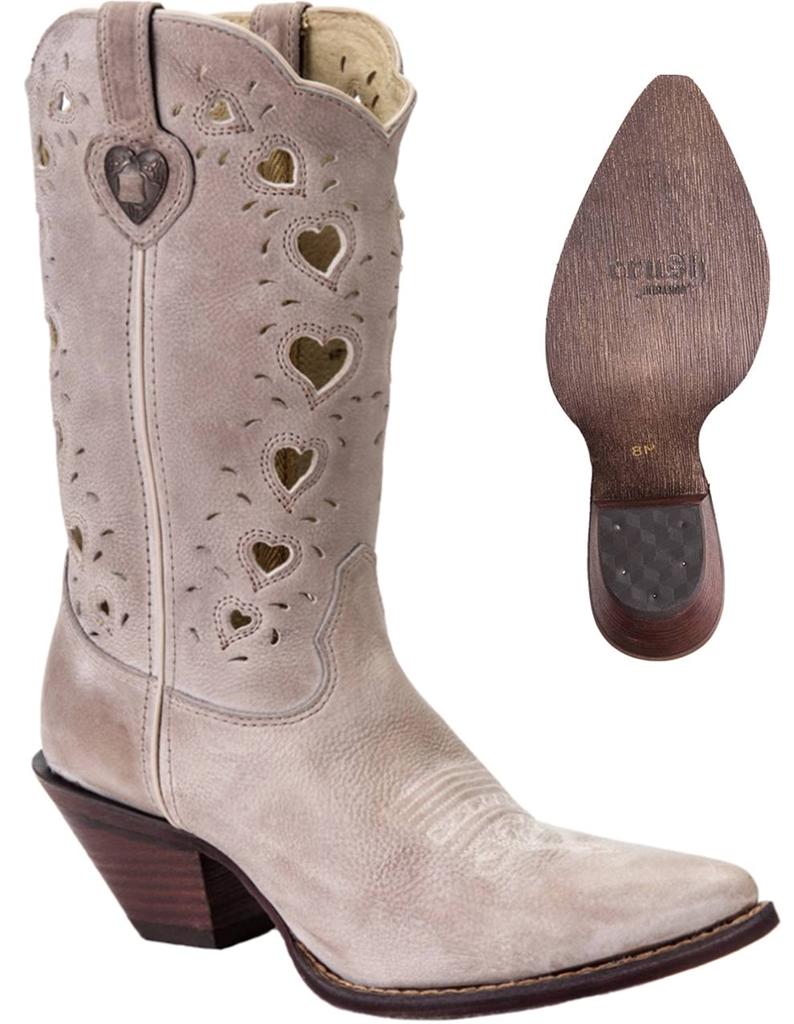 New Durango Women's Ladies Crush Taupe Heartfelt Leather Cowboy Boots