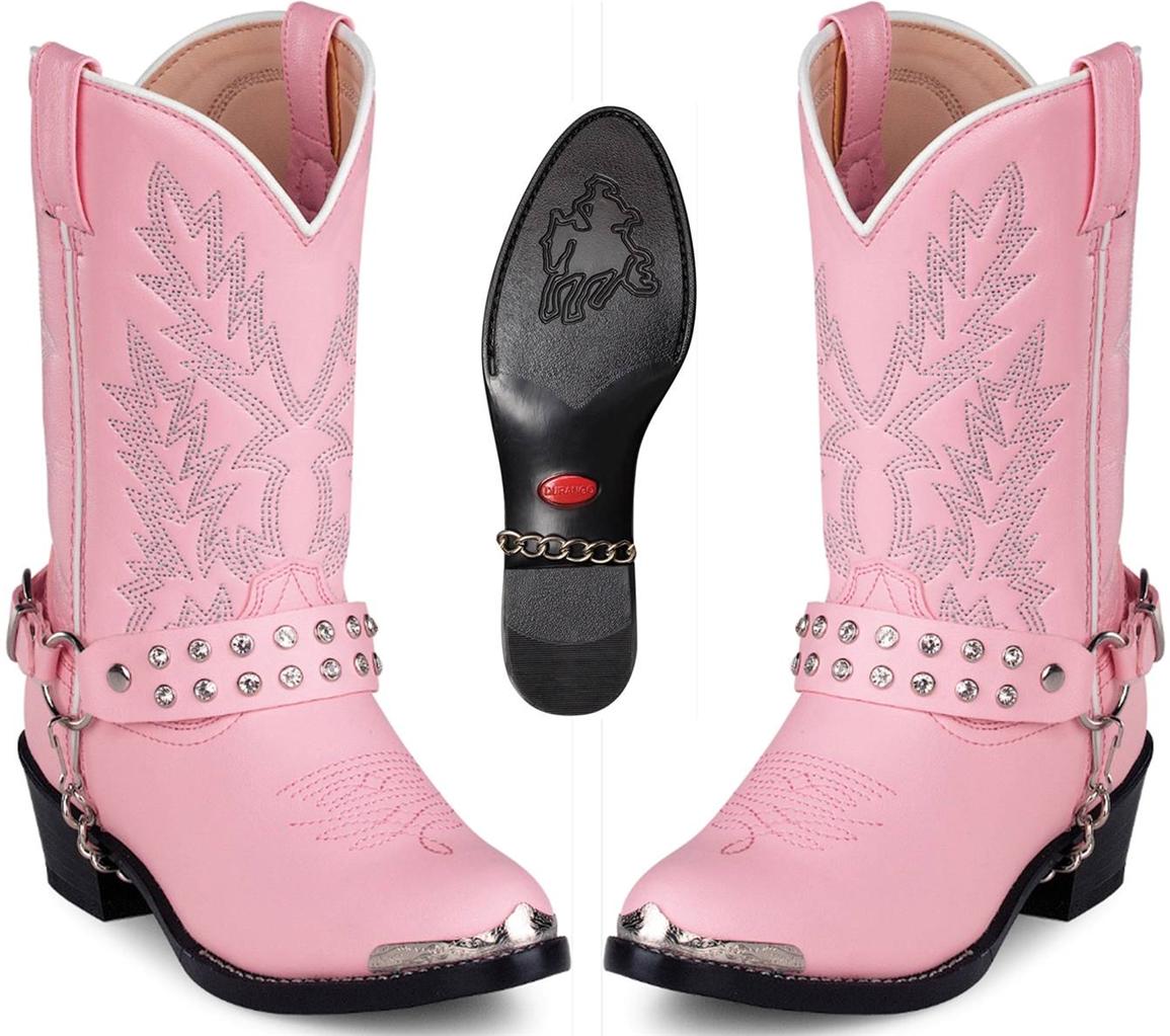 NEW Durango Boots Childs KID's Pink Rhinestones Western Cowboy Boots