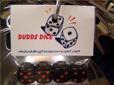 BLACK OPAQUE w/RED DOTS DICE VALVE STEM CAPS (4)