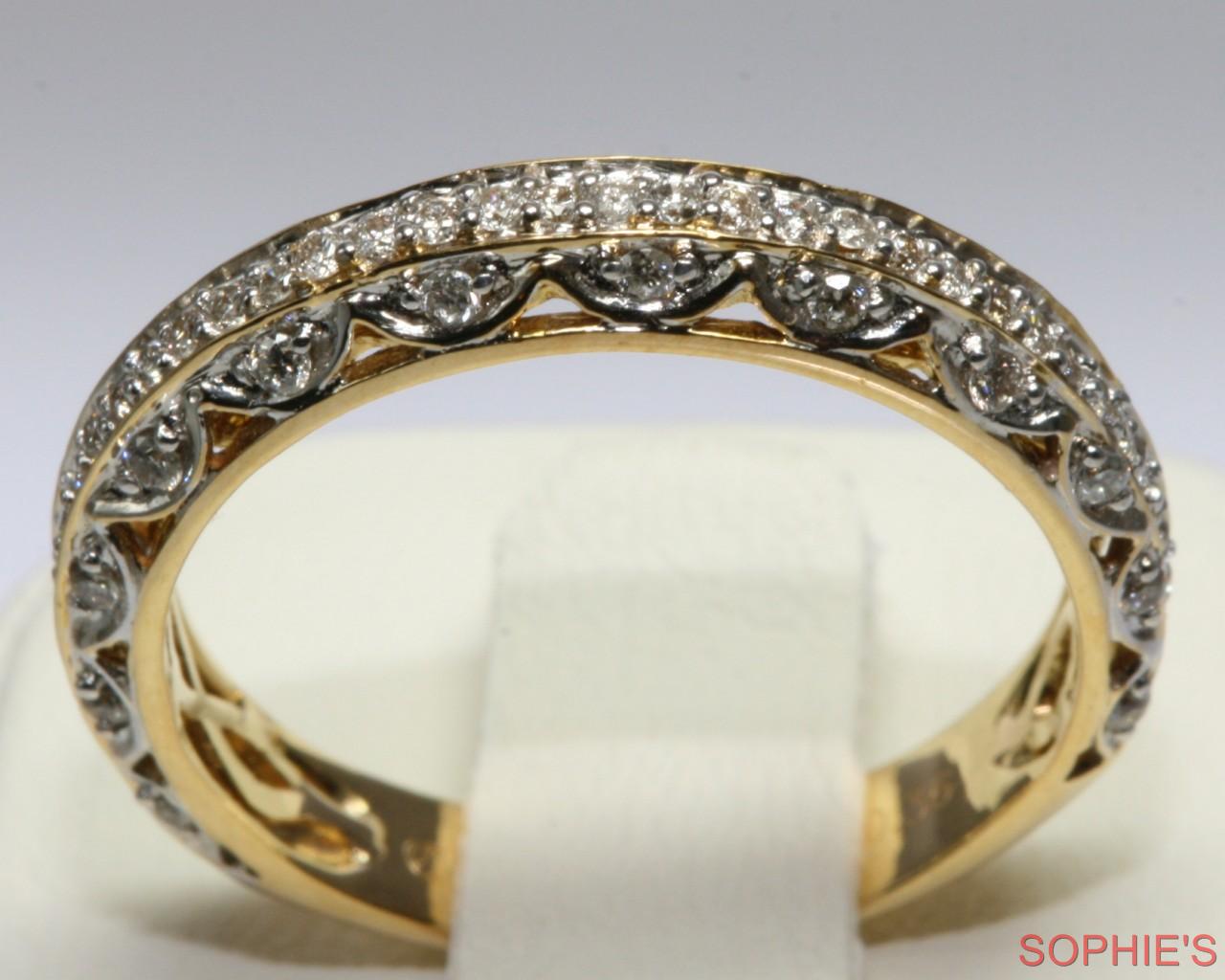Victorian Genuine Diamond Pave Set Wedding Band Ring In