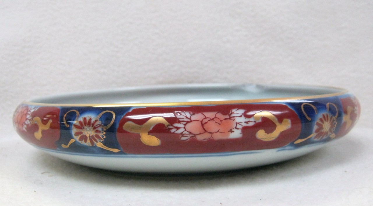GOLD IMARI JAPANESE HANDPAINTED PORCELAIN SHALLOW BOWL