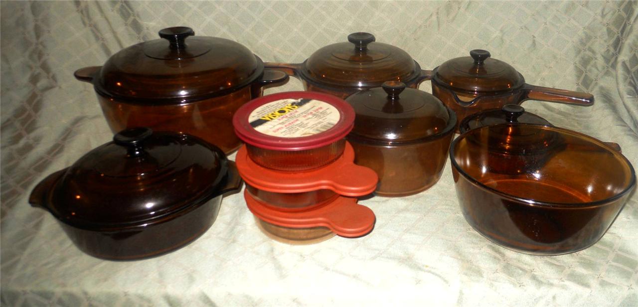 19 PC CORNING VISION FIRE KING & PYREX COOKWARE AMBER GLASS BAKEWARE eBay