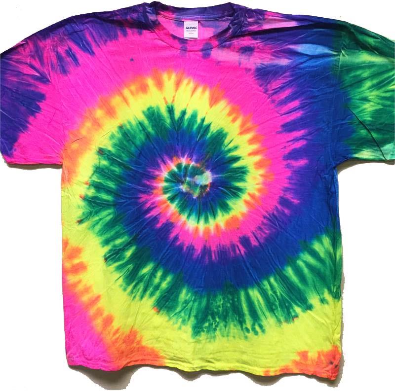 NEON FLORESCENT TIE DYED SHORT SLEEVE TEE SHIRT hippie TD210 men women
