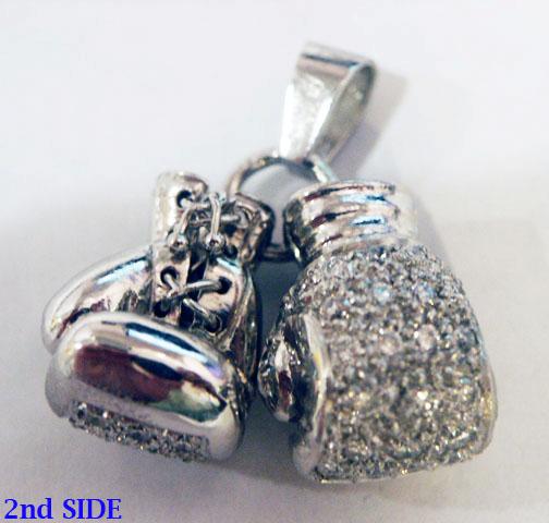 White gold deals boxing glove pendant