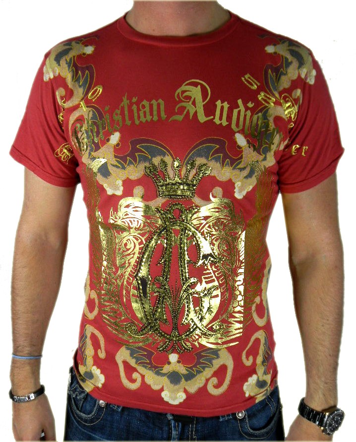 NEW CHRISTIAN AUDIGIER MEN'S RHINESTONE SHIRT TSHIRT eBay
