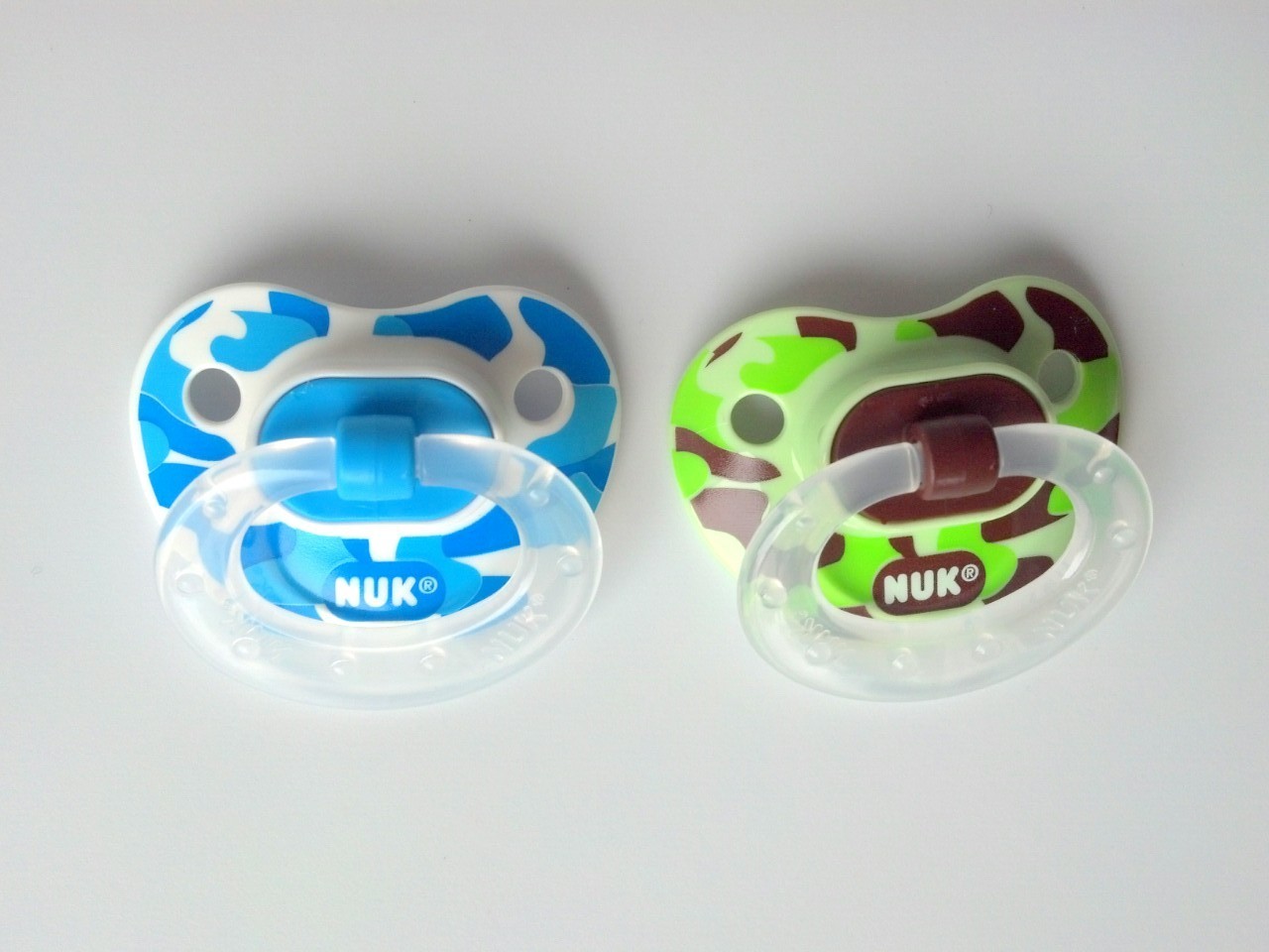 2 Nuk Reborn Baby Doll Pacifiers CAMO Blue Green Combo FREE