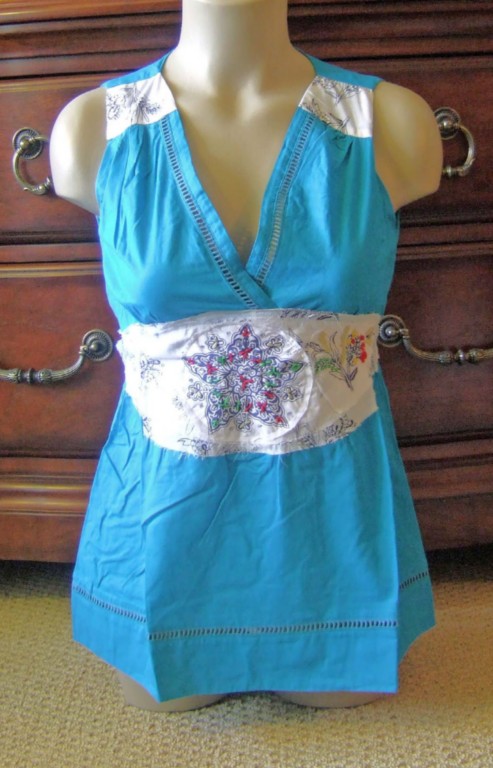 NWT BEAUTIFUL TEAL BLUE COTTON SLEEVELESS TUNIC TOP M