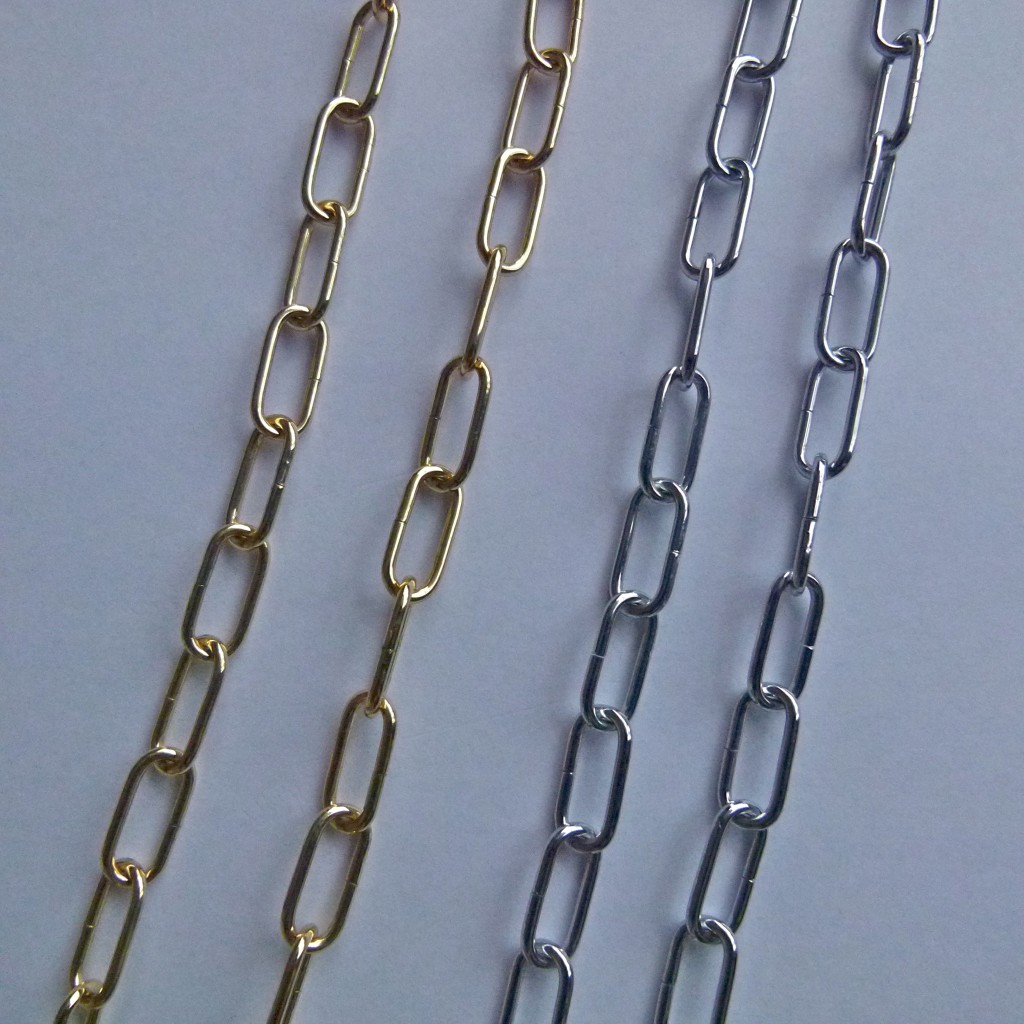 2 Metres of 20mm x 10mm Link Chrome and Brass Finished Chain For