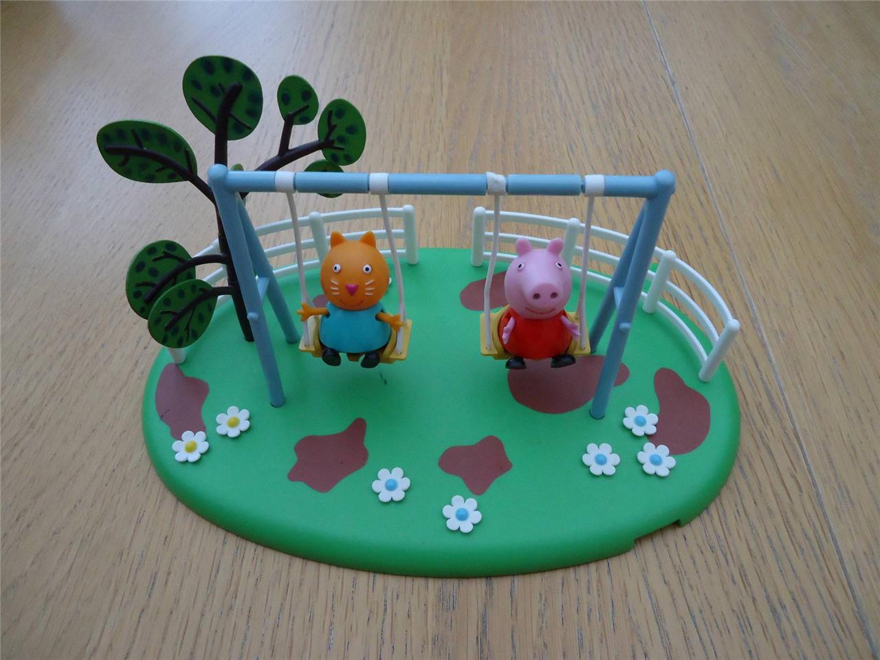 PEPPA PIG DOUBLE SWING SET WITH TWO FIGURES GOOD CON