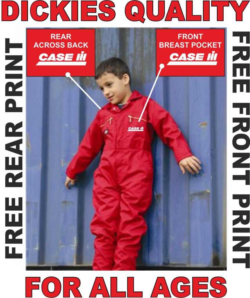CHILDS KIDS DICKIES BOILERSUIT MASSEY CASE FREE PRINT