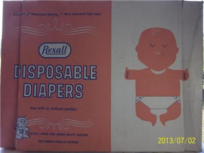 Large Rexall Disposable Plastic Backed Babies Diapers Baby Diaper