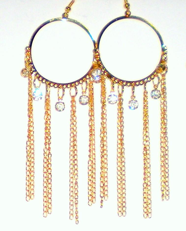Hoop earrings with dangling chains Clearance