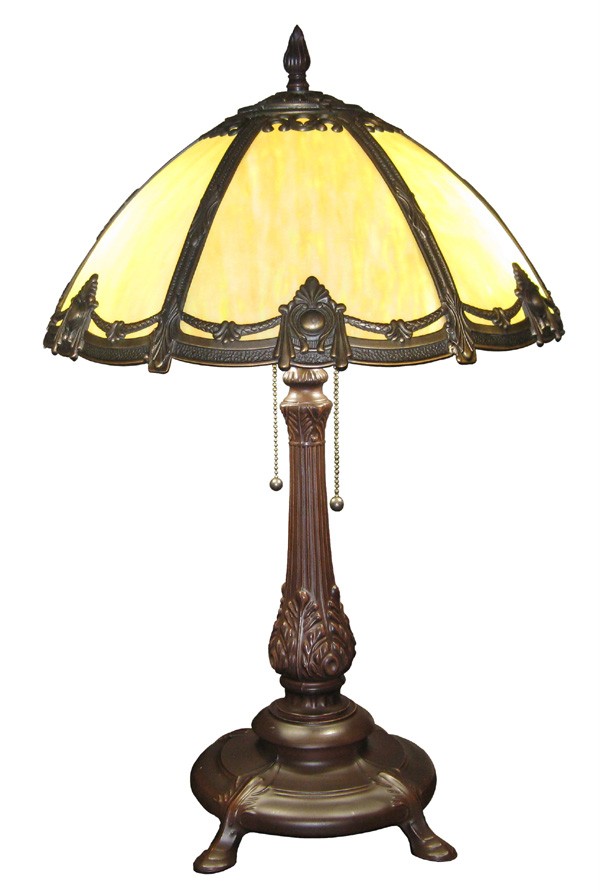 ANTIQUE VICTORIAN STYLE TABLE LAMP BENT STAINED GLASS eBay