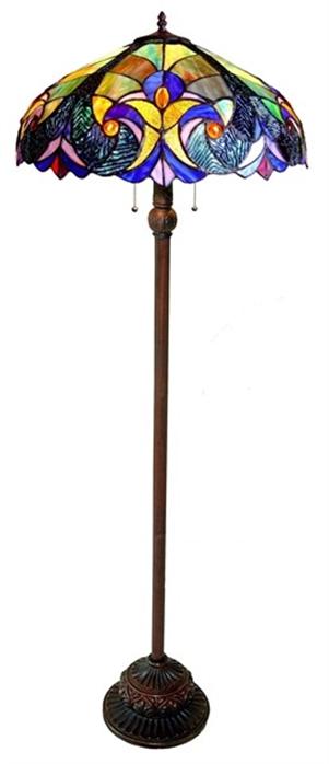 COLORFUL VICTORIAN FLOOR LAMP LIGHT FIXTURE STAINED GLASS ...