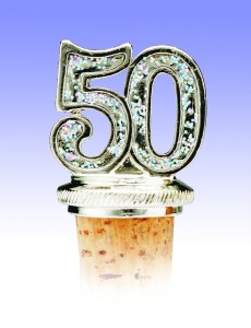 Bottle Stopper Celebrating a 50th Birthday or 50 Years.