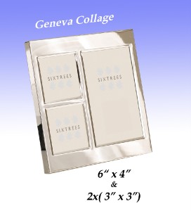 Silver Plated Photo Frame 6x4"& 2x(3x3")Geneva Multiple