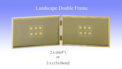 Solid Brass Landscape Double Photo Frame.( 4x6) 1-400HD