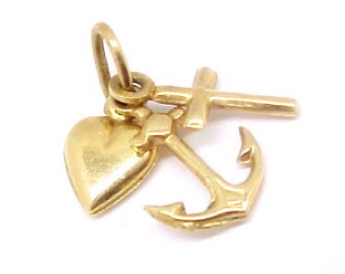 Yellow Pendant Cross Anchor Solid and  heart Charm Heart 2grams  14kt cross Gold 3 anchor 1  charm