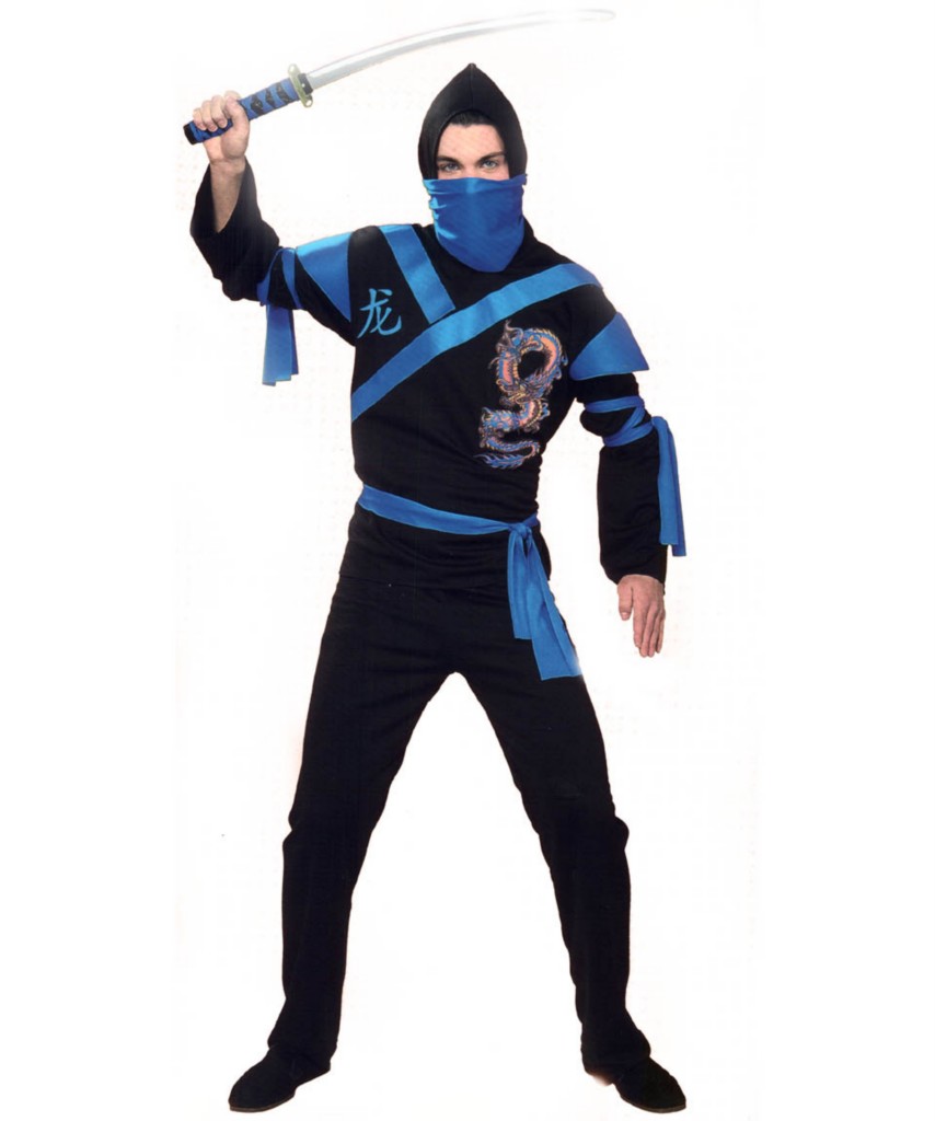 Dragon Ninja Warrior Adult XXL Costume 2XL Blue Samurai Karate Mens