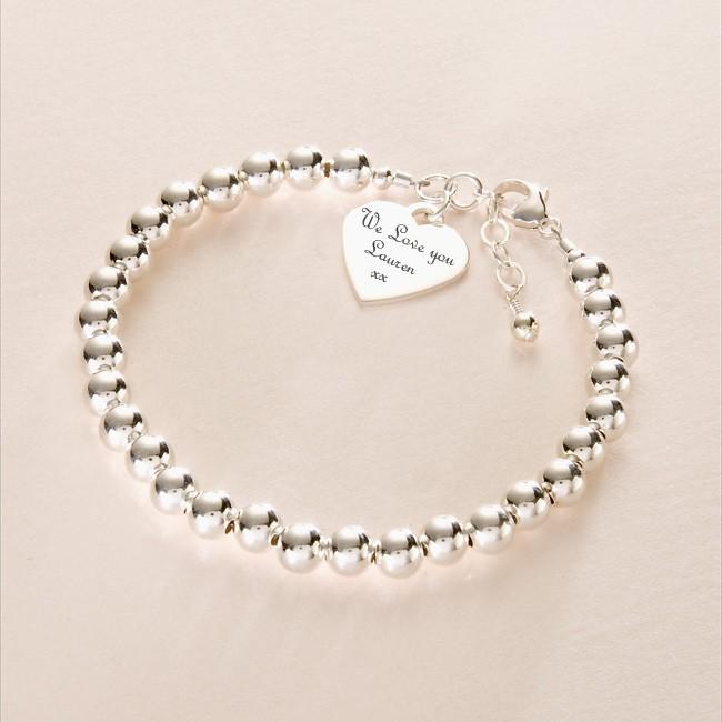 ... -Sterling-Silver-Beaded-Bracelet-Engraved-Heart-Charm-with-engraving