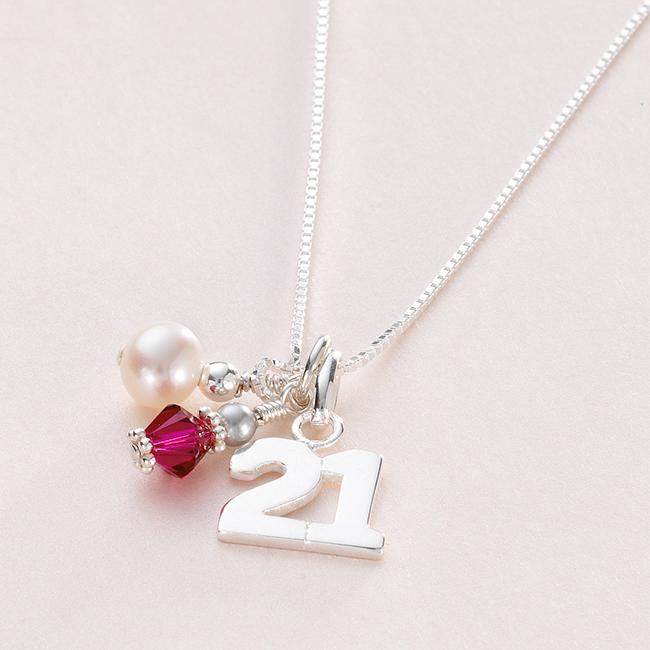Sterling silver 21st birthday necklace clearance