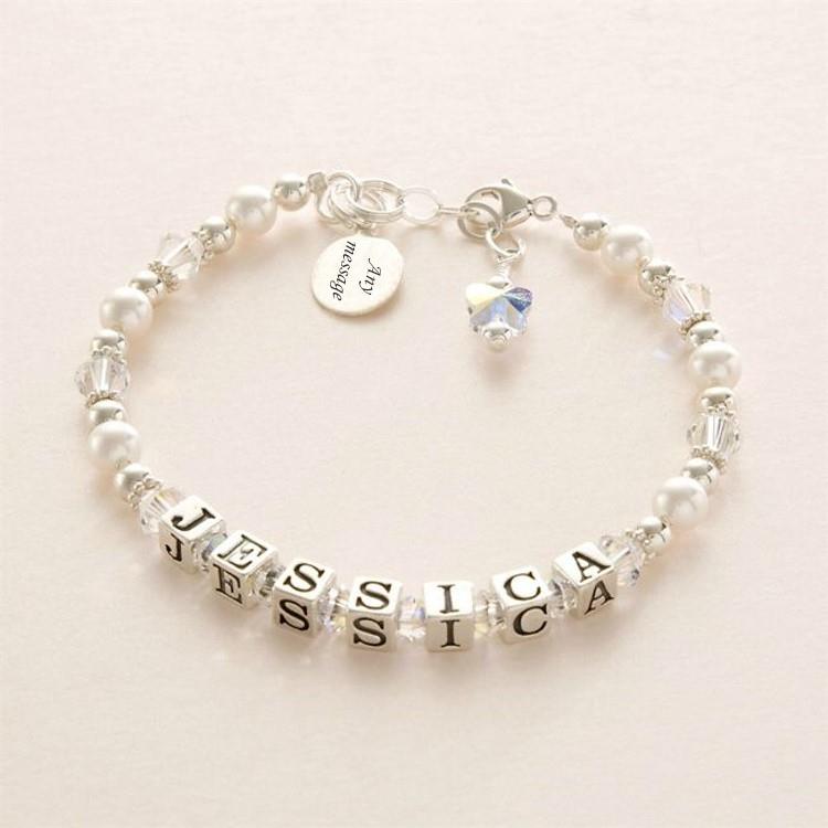 Sterling Silver Name Bracelets with Engraving. Personalised Girls Bracelets. eBay