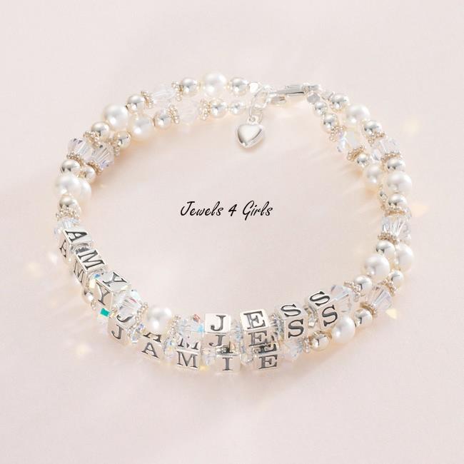 Mothers Bracelets. Bracelet for Mum with Childrens Names. Sterling