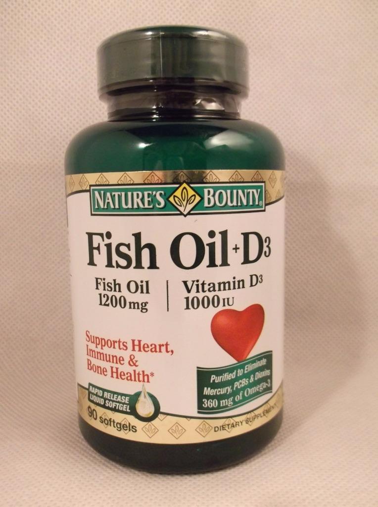 Nature's Bounty Fish Oil 1200mg + Plus Vitamin D3 1000 IU 90 OR 180 ct