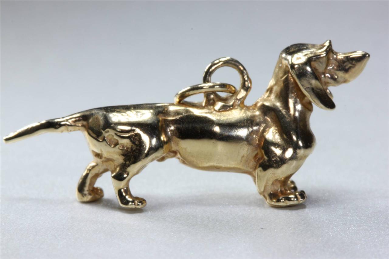 14K GOLD DACHSHUND DOG SOLID CHARM PENDANT 14KARAT ESTATE eBay