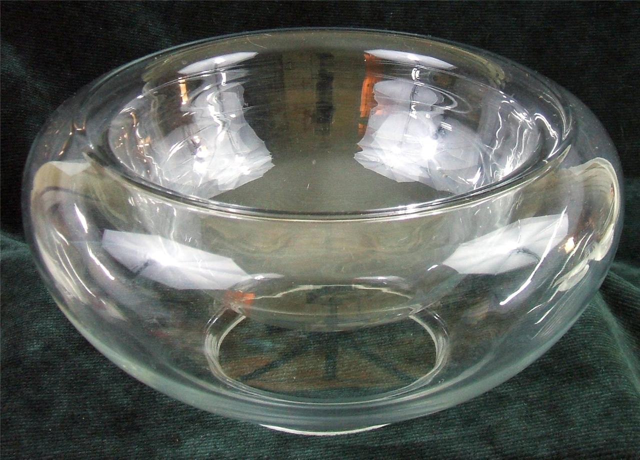 LARGE HAND BLOWN CLEAR GLASS FRUIT BOWL eBay