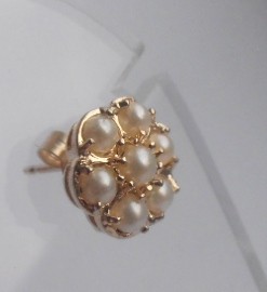 cluster pearl 9ct cultured stud genuine earrings yellow gold