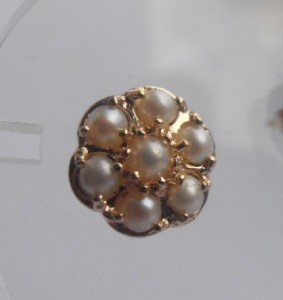 9ct cluster cultured stud genuine pearl earrings yellow gold