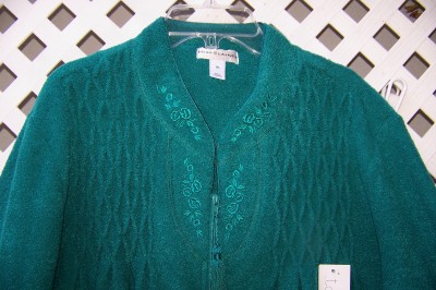 Girls Terry Cloth Robe on Xl Green Brushed Terry Emb Smock Tassel Zip Front Robe Xl Nwt 60