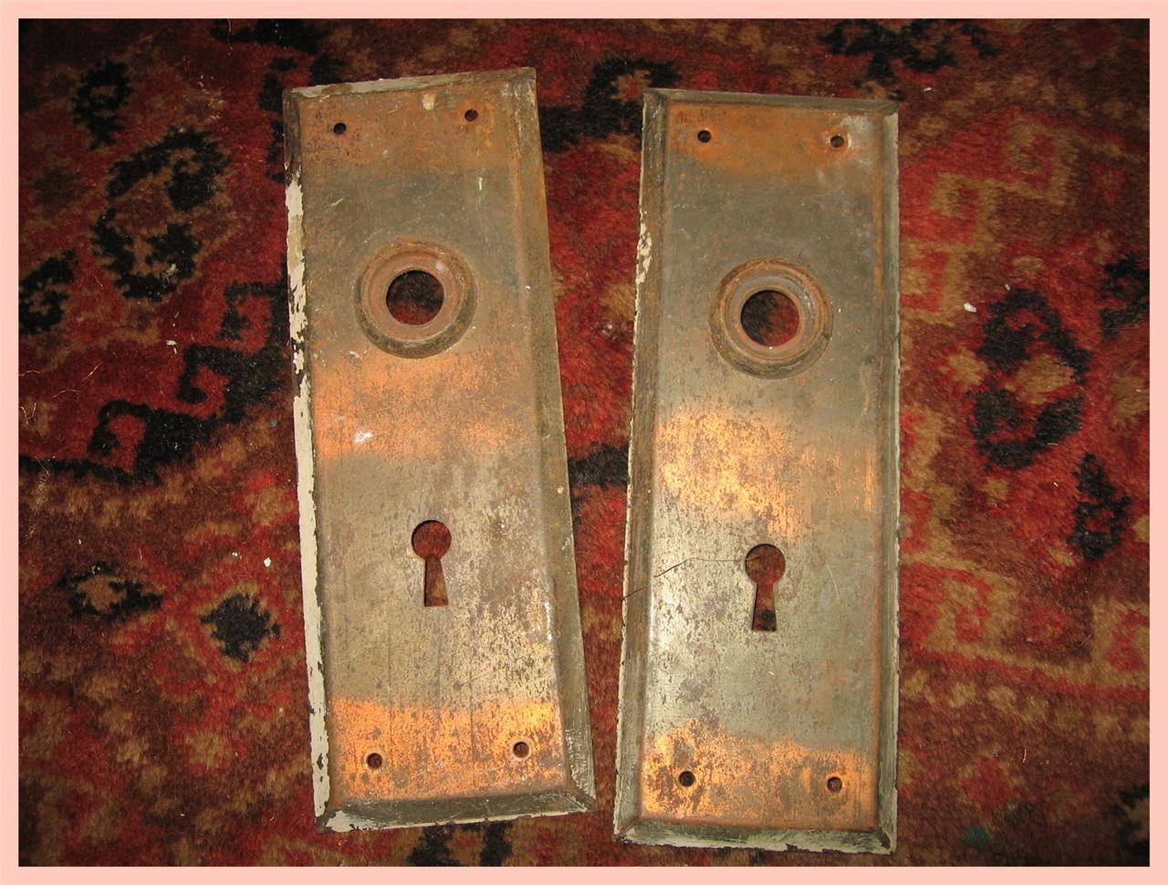 VINTAGE DOOR LOCK ESCUTCHEON PLATES STYLE 3 eBay