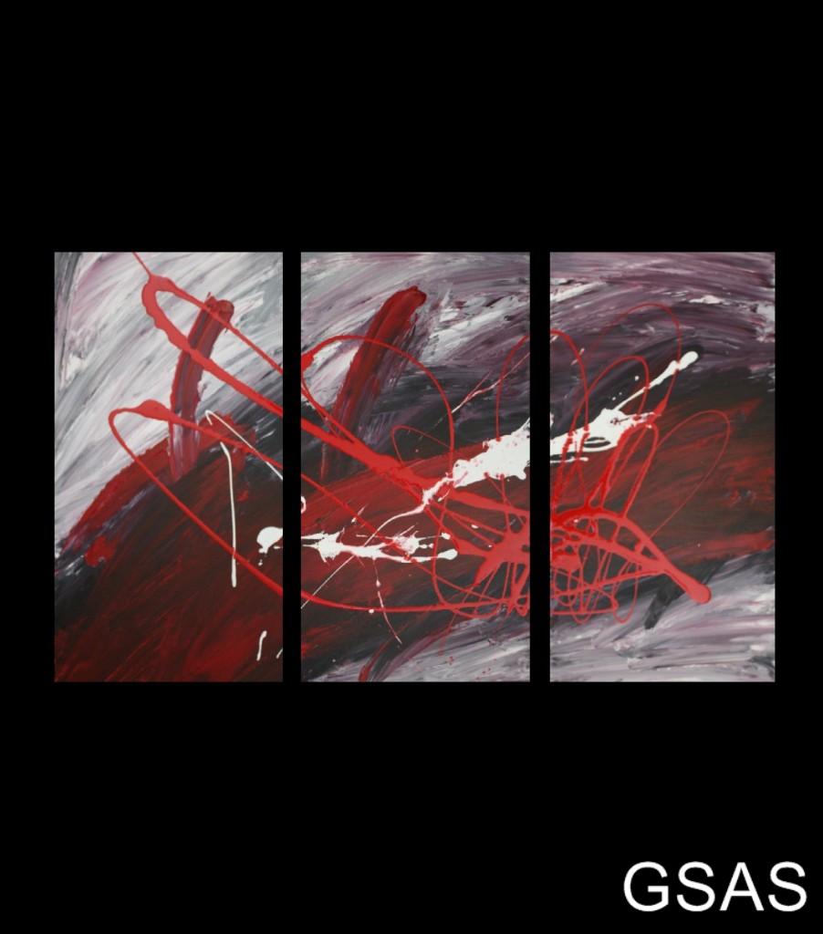 3 ORIGINAL ABSTRACT CANVAS PAINTING red black white. Modern wall art artwork eBay