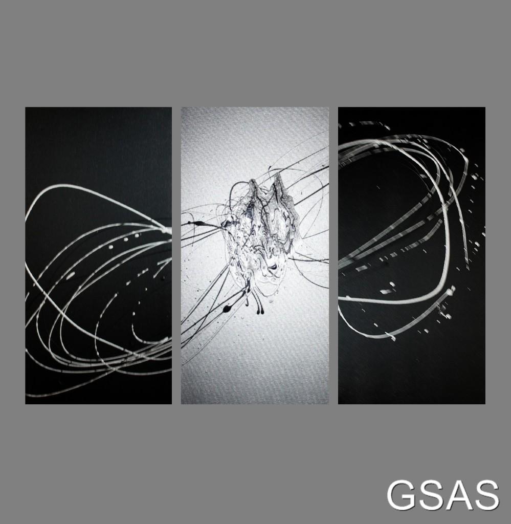 3 ABSTRACT CANVAS PAINTING SILVER BLACK. Modern wall art artwork eBay
