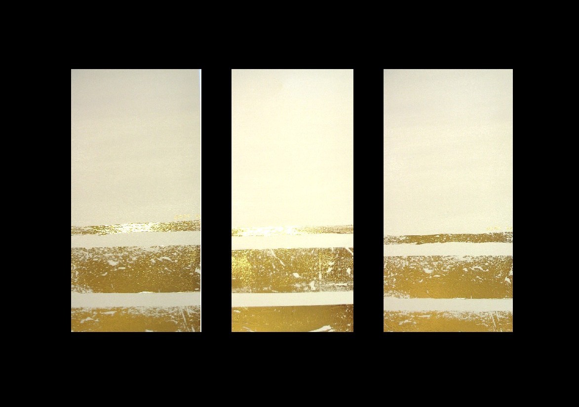 3 ABSTRACT CANVAS PAINTING cream and gold. Modern wall art artwork eBay