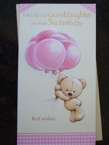 granddaughter age 3 birthday card