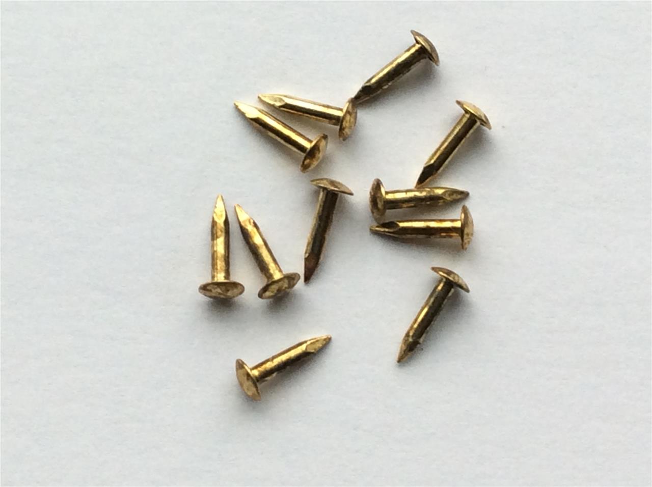 ESCUTCHEON BRASSED PINS TACKS NAILS BRADS 6MM CRAFTS VERY SMALL GOLD
